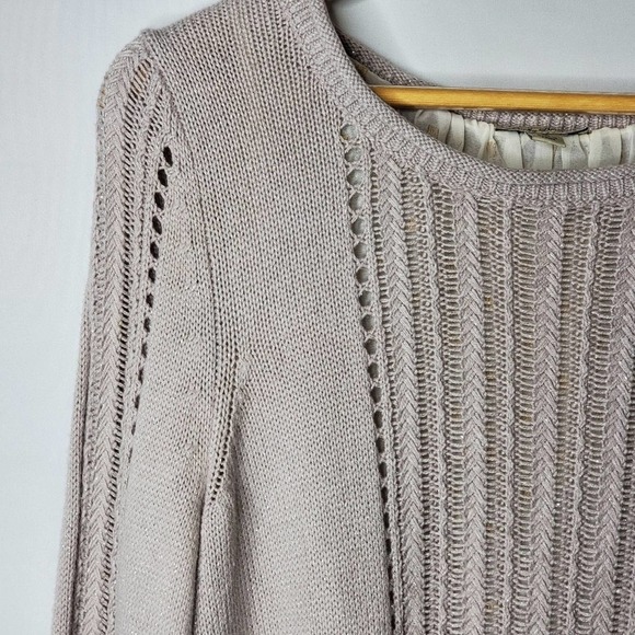 Lucky Brand Split Back Layered Sweater Beige Size Small - Picture 5 of 14
